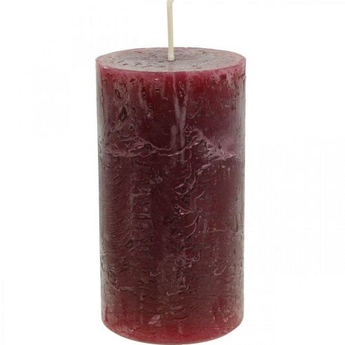 Floristik24 Solid colored candles Burgundy Rustic Safe Candle 110×60mm 4pcs