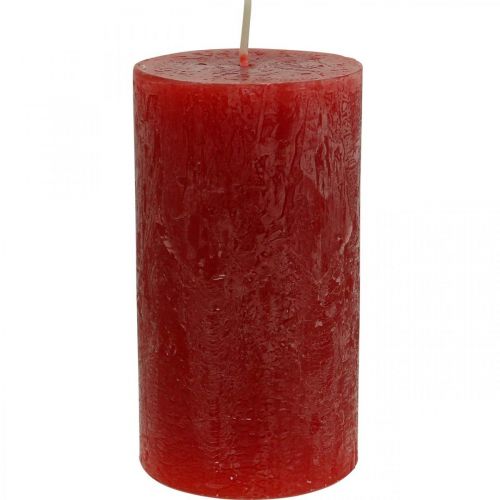 Floristik24 Solid Colored Candles Red Rustic Self-Extinguishing 110×60mm 4 Pcs