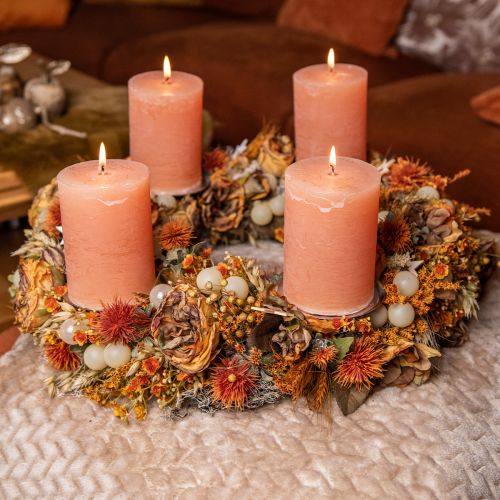 Product Solid Colored Candles Orange Peach Pillar Candles 70×120mm 4 Pcs