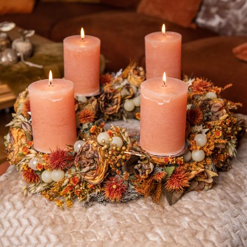 Product Solid colored candles Orange Peach pillar candles 85×150mm 2pcs