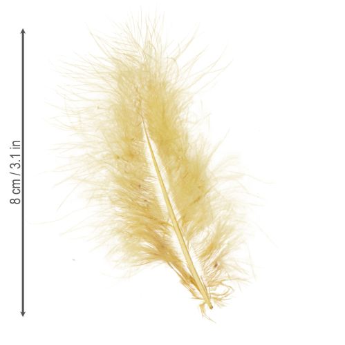 Product Real feathers for crafting in light yellow, 5cm – 10cm, 20g