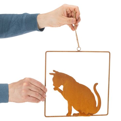 Decorative rusted metal cat ornament, rust decoration for hanging, 24.5cm | Floristik24.co.uk