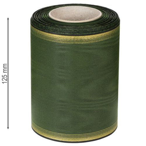 Elegant dark green moiré wreath ribbon, 125mm with gold pearl edge, mourning ribbon, wedding decoration, bow ribbon | Floristik24.co.uk