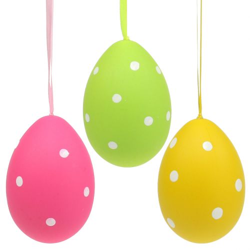 Floristik24 Egg plastic colorful 15cm for hanging 3pcs