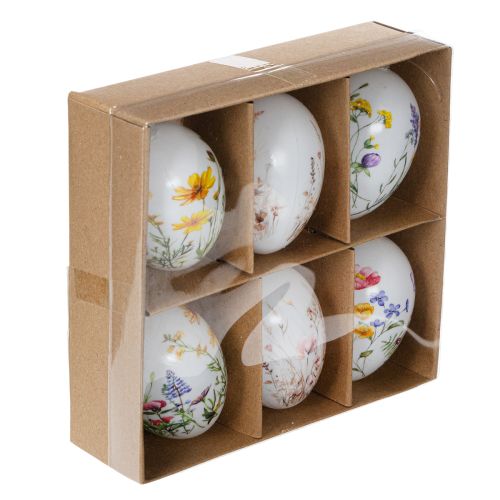 Product Easter eggs with spring and floral motifs, high-quality Easter decoration, 6cm, 6 pieces