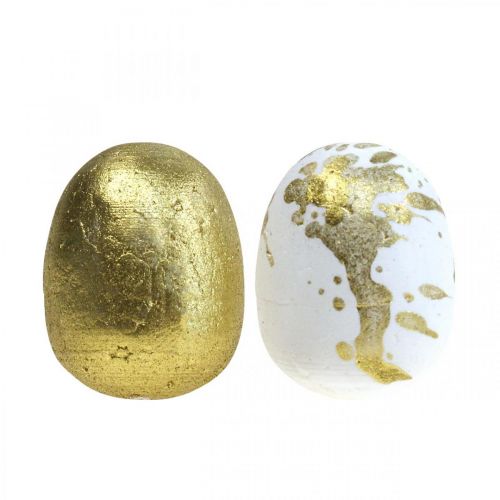 Floristik24 Styrofoam Easter Eggs White Gold Decoration 3cm 32 Pcs