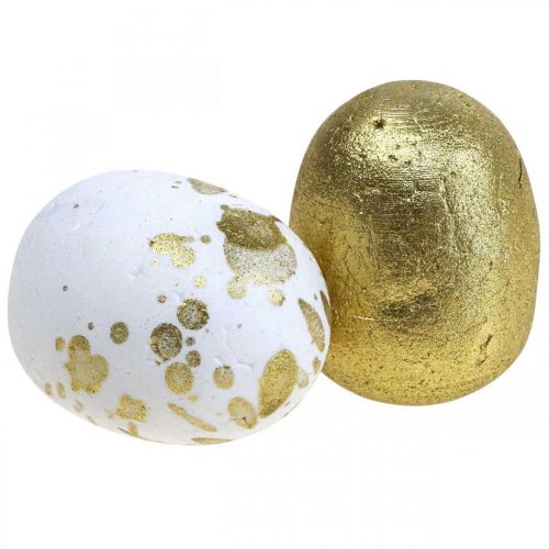 Floristik24 Styrofoam Easter Eggs White Gold Decoration 3cm 32 Pcs