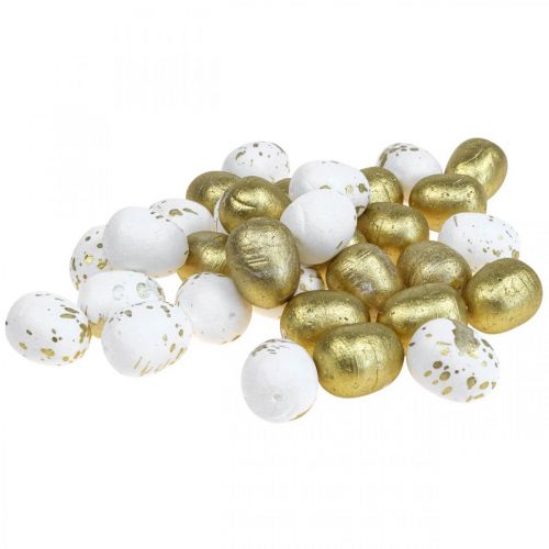 Floristik24 Styrofoam Easter Eggs White Gold Decoration 3cm 32 Pcs