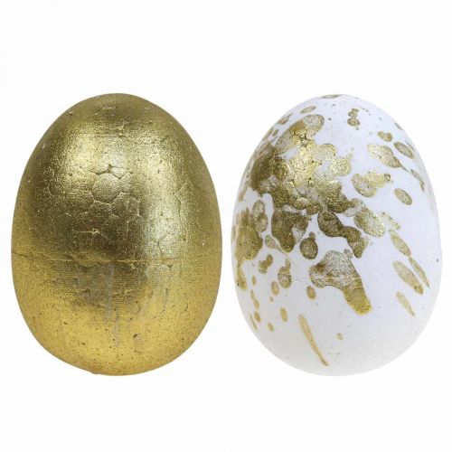 Floristik24 Styrofoam eggs Styrofoam Easter eggs white gold decoration 5cm 12pcs