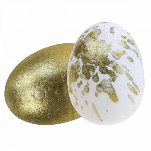 Floristik24 Styrofoam eggs Styrofoam Easter eggs white gold decoration 5cm 12pcs