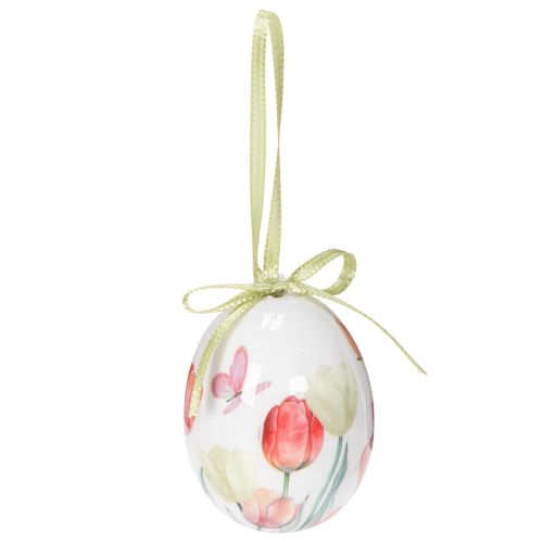 Easter egg decoration, tulip motif with ribbon for hanging and spring decoration, 6cm, 12 pieces