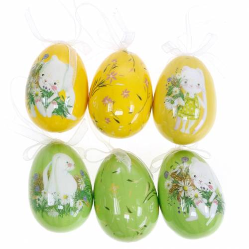 Floristik24 Decorative Easter bouquet egg to hang yellow, green assorted H7cm 6pcs