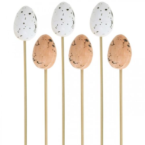 Floristik24 Artificial quail eggs on stick decorative egg Easter decoration 4 cm 18 pieces