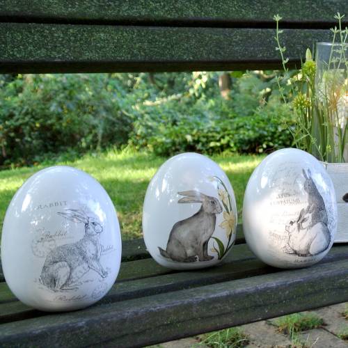 Product Egg ceramic white rabbit Ø12.5cm H16cm 2pcs