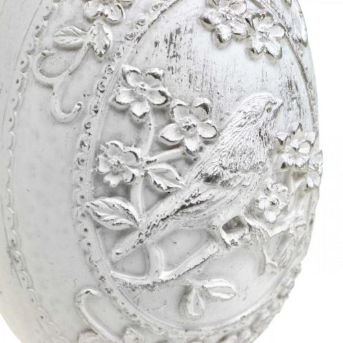 Floristik24 Easter egg nostalgia bird motif Easter decoration to place white H9.5cm 3pcs