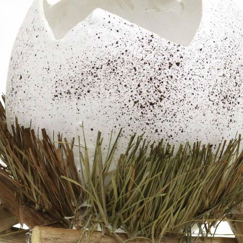 Floristik24 Easter decoration, egg in the nest, decorative egg, bird&#39;s nest Ø9cm H10cm white, natural colors 4pcs
