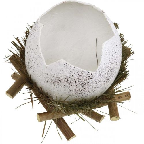 Floristik24 Easter decoration, egg in the nest, decorative egg, bird&#39;s nest Ø9cm H10cm white, natural colors 4pcs