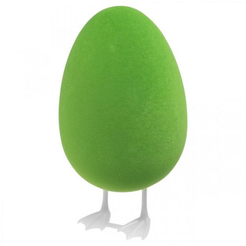 Floristik24 Easter egg with feet decorative egg green flocked Shop window decoration Easter H25cm