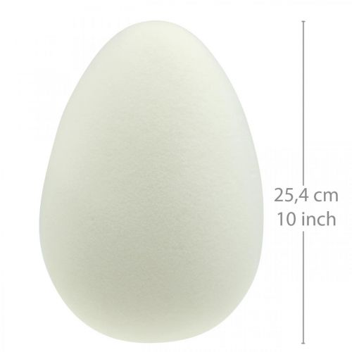 Floristik24 Decorative egg cream Easter egg flocked Shop window decoration Easter 25cm