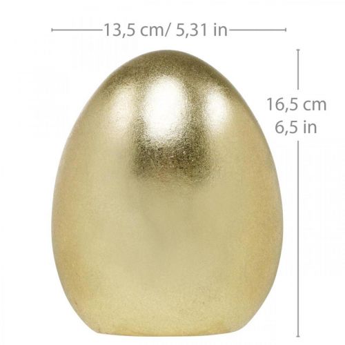 Product Ceramic egg golden, noble Easter decoration, decorative object egg metallic H16.5cm Ø13.5cm
