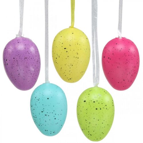 Easter egg to hang up plastic egg assorted colors H6cm 12 pieces