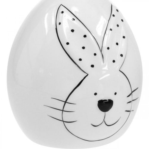 Product Decorative egg ceramic with rabbit, Easter decoration modern, Easter egg with rabbit motif Ø11cm H12.5cm set of 4