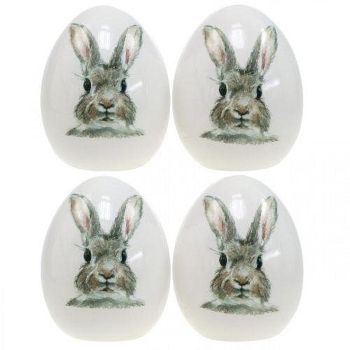 Floristik24 Decorative egg standing rabbit motif, Easter decoration, rabbit on egg Ø8cm H10cm set of 4