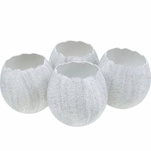 Floristik24 Planter Eggshell Easter Decoration Decorative Egg Silver H11cm 4pcs