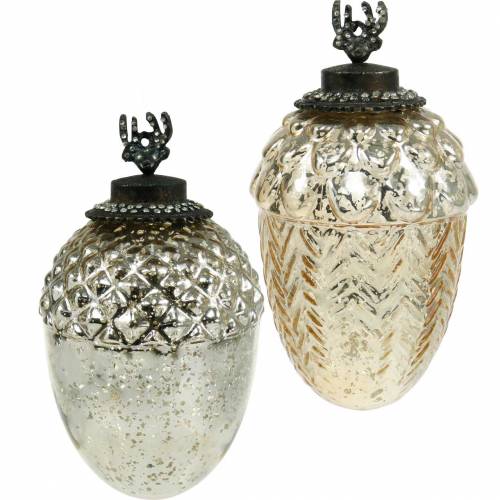 Floristik24 Decorative acorn for hanging glass 15cm champagne 2pcs in a set