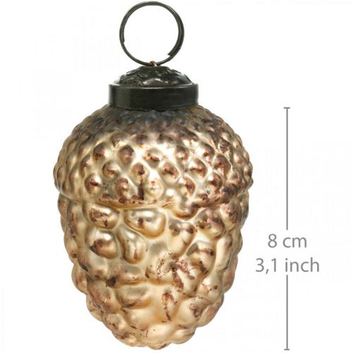 Floristik24 Acorn glass golden vintage deco cones Christmas tree decorations 5.5 × 8cm 12pcs