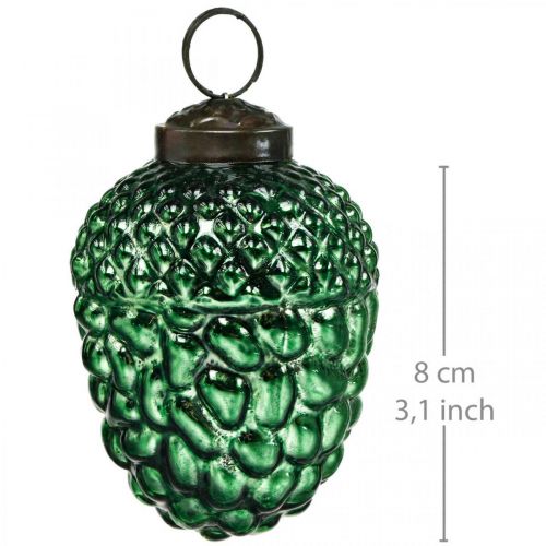 Floristik24 Acorn glass green autumn decoration cones Christmas tree decorations 5.5 × 8cm 12pcs