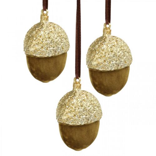 Floristik24 Acorns to hang, Advent, tree decorations, autumn decorations H6.5cm Ø4cm 6pcs