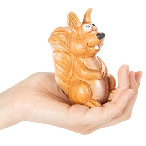 Sitting squirrel figurine for autumn decoration, 10cm | Floristik24.co.uk