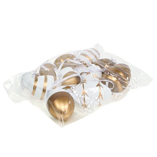 Floristik24 Eggs for hanging white, brown 4cm - 6cm 12pcs