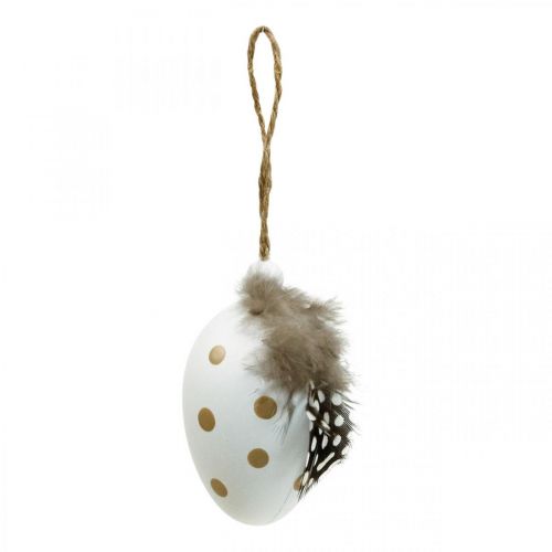 Floristik24 Easter eggs to hang up deco eggs with feather H6cm 6pcs