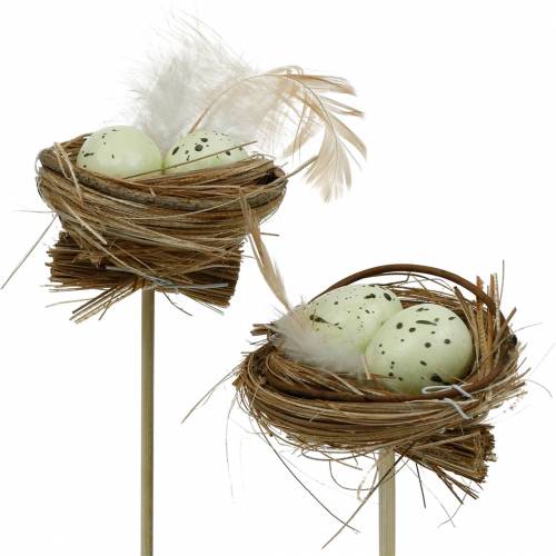 Floristik24 Deco plug bird's nest, Easter decoration, nest with eggs 23cm 6pcs