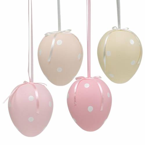 Floristik24 Eggs with dot pattern, Easter eggs to hang, spring decoration, Easter decoration pastel colors 4pcs