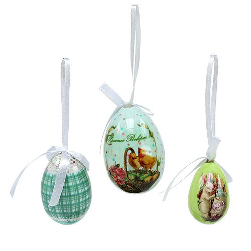 Floristik24 Eggs for hanging green assort. 5-8cm 8pcs