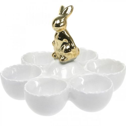 Floristik24 Egg cup Easter egg plate ceramic egg plate with rabbit Ø15cm