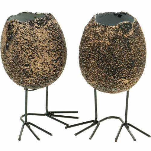 Floristik24 Egg with legs planter eggshell brown gold 13cm 4pcs