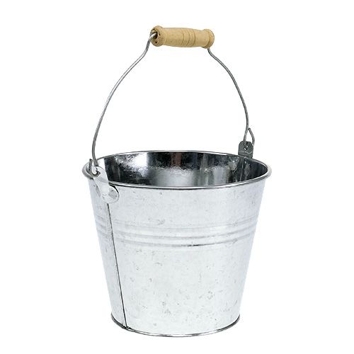 Floristik24 Bucket Ø14cm H12cm 6pcs. Zinc shiny