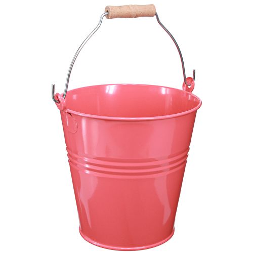Floristik24 Bucket Decoration Pink Flower Pot Metal 26x22.5x23cm 6l