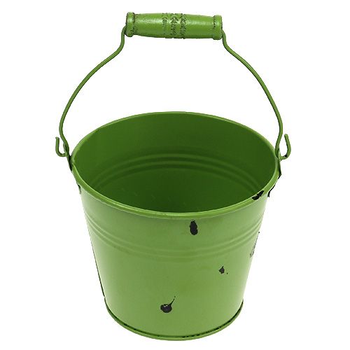 Floristik24 Bucket Green Ø12cm H10cm antique look