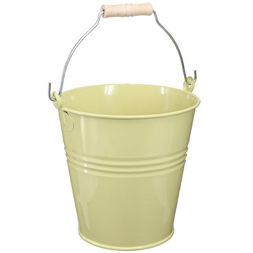 Bucket Metal Flower Pot in Green Yellow 26x22.5x23cm 6l