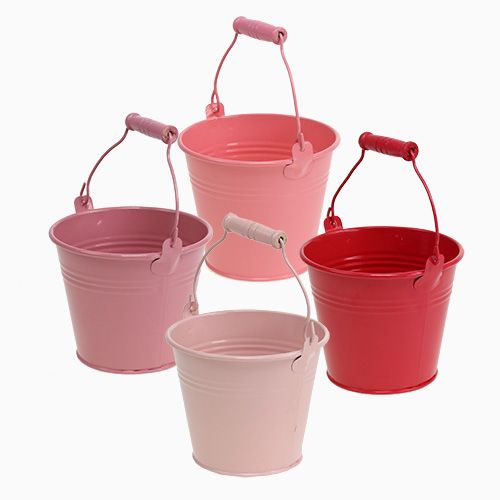 Floristik24 Bucket Pink Mix Ø12cm H10cm 8pcs