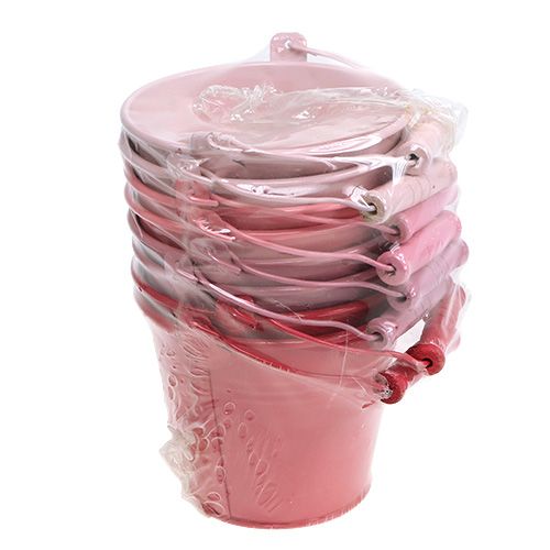 Floristik24 Bucket Pink Mix Ø12cm H10cm 8pcs