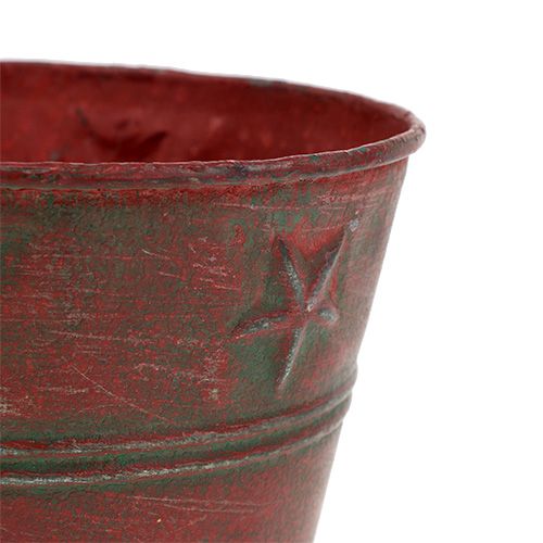 Floristik24 Bucket red with stars Ø12cm H10cm 1p