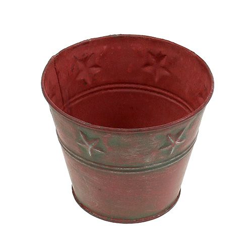 Floristik24 Bucket red with stars Ø12cm H10cm 1p