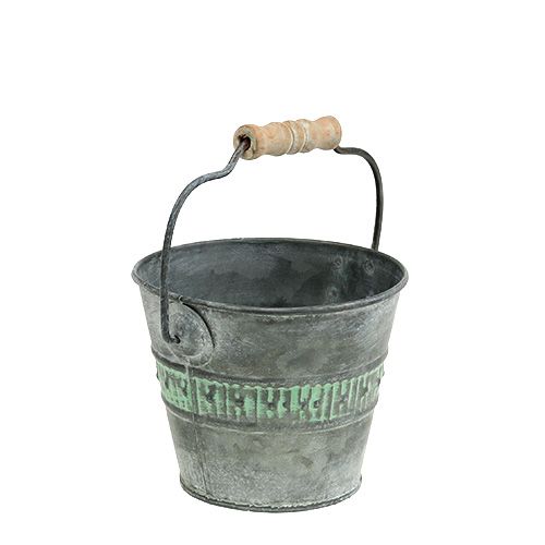 Floristik24 Bucket of zinc, green Ø12cm H10cm