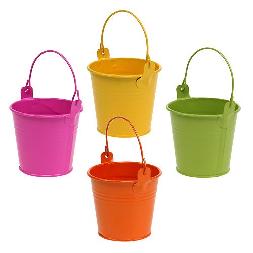 Floristik24 Bucket colorful Ø8cm H7.5cm 12 pcs